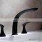 Bathroom 3 holes basin faucet brass matte black dual handle basin mixer tap