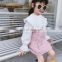 Children's suit sweet girl long sleeve shirt short skirt two-piece suit