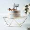 Gold Metal Geometric Cake Stand Gold Cake Riser with Glass Top Glossy Metallic for Dessert Cupcake Pastry Candy Display