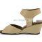 ladies leather look design peep toe ankle strap hand polish finish wedge heel sandals shoes also available in leather(LAJWG0048)