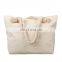 Cotton Bag with Zipper Womens Canvas Rope Handle Shoulder Bag