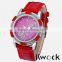 Fashionable colorful leather watch ,custom logo very low price lady wrist watch