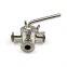 Sanitary Stainless Steel Clamped End 3-Way Plug Cock Valve Stopcock Valve