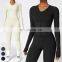 Custom Running Sports Clothing 2 Piece Suit Workout Wear Gym Fitness Sets Fleece Jacket Scrunch Butt Leggings Yoga Set For Women