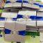 Hot sale high quality elegant silver silk folio wedding invitations with blue ribbons & crystal brooches