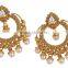 Indian Ethnic Traditional Pearl Drop Gold Plated Polki Earring For Women
