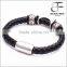 Stainless Steel Magnetic Clasp Leather Bracelets for boy and girls with Metal Button Clasp