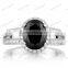 Black 3 Carat Oval CZ wedding silver Ring rhodium plated