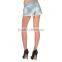 2015 women jean shorts with leather back pocket embroidery designs JXH300