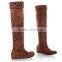2015 New Pretty Women Over Knee Flat Boot Winter Warm Snow Shoe EUR Size 35-43 Free Shipping Leopard Boots
