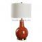 Factory wholesale bottle shape gallery cemaric bank table lamp for hotel design with fabric shade