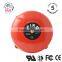 UL listed 6 inch 10mA 24V 103DB red color Round Waterproof indoor electric fire alarm bell for Fire fingting system