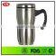 Eco-friendly Silver 14 oz double wall insulated stainless steel mug with handle