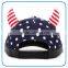 Fancy sequins wing M 6panel leather kids baseball cap 3D ox horn cotton baby hats
