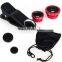 Hot sell clip lens , magical universal clip 3in 1 lens for mobile phone , Cute contact lens case .
