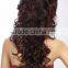 Full lace wigs, long curly wine red color synthetic hair wigs for ladies