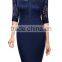 Women's Vintage Polo Neck Floral Lace Half Sleeve Casual Slim Dress