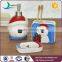 Cartoon arctic polar bear embossed ceramic christmas bathroom set
