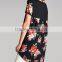 Wholesale Tunic Tops Black Floral Contrast Ladies Tunic Long for Women Custom Made in China