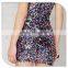 2016 New Arrival Ladies Colorful Sequin Western Free Prom Bodycon Mini Dress Designs