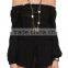 Woman off the shoulder long sleeve tie waist sexy black romper