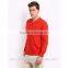cotton plain long sleeve red t shirt with V neckline