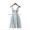 EY0456A Europe and America Women Blue and White Striped Cowboy Strap Dress