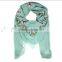 hot sale square headscarf pure cotton embroidery shawl scarf muslim hijab scarf for women