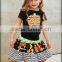 2017 Hot Sale Pumpkin Embroidery Kids Clothing Set For Halloween Holiday