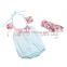 2016 lastest girl's romper baby organic cotton with headband floral baby jumpsuit