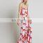 High quality strap design print two pieces dress designs, maxi dress set