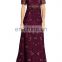 OEM service short sleeve embroidered flower beaded fancy ladies party dresses for women elegant evening