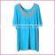 casual big size elastic smooth fabric lady blouse beaded v-neck women blouse
