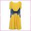 chiffon dress jeans high-waist ropeable eyes dress plicated sleeves long dress