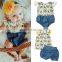 Lace fly sleeve floral tops shorts big sister little sister summer outfits infant romper sets baby girls matching clothes
