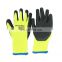 Yellow Neon Poly Cotton 300NB Latex Gripster Black Rubber Dip Safety Gloves For Winter