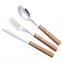Outdoor Camping Wooden Handle Cutlery 304 Stainless Steel Cutlery Sets Knife Spoon Fork