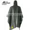 Multifunctional Outdoor Reusable Military Army Green Rain Poncho With Hood