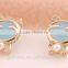 Cute pearl Gold Plated Bowknot Opal Cat Dog Stud Earring happy back