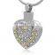 High Quality Heart 316 Stainless Steel Crystal Heart Memorial Cremation Urn Ash Pendant Keepsake Pet Funeral Casket Necklace