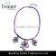 Diamond jewelry mix color woven rope with gun black alloy flower pendant necklace jewelry new arrival 2016