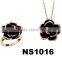fashion rhinestone black metal flower necklace set