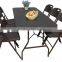 Rattan surface plastic folding table and chair set