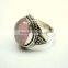 Rose Quartz Cabochon 925 Sterling Silver Ring, Oval Pink Gemstone Jewelry, Designer Oxidized Silver Handmade Jewellery