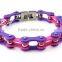 Fashion hip hop bracelet jewelry funky women's 316l stainless steel purple biker chain bracelet