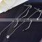 925 Sterling Silver Simple Wave Tassel Zircon earrings Line Threader Earring