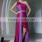 Fashionable short front one-shoulder red evening dress with purple color