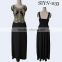 OEM made in china manufacturer hot fix rhinestone black big size women's evening wear cocktail party long dresses