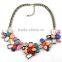 Exquisite colorful crystal gem flower necklace,The party necessary accessories