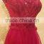 Charming Red Vestido De Festa Longo Graceful Evening Dress Off The Shoulder Beaded Sequin Tulle Bow Sash Sexy Party Gown ML210